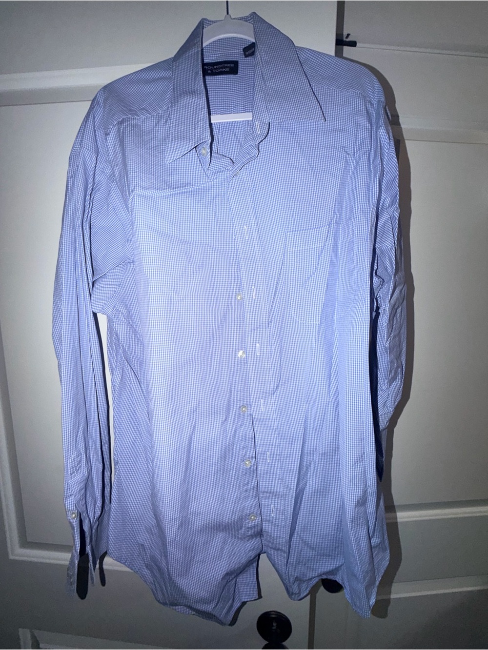 Roundtree & Yorke Light Blue Micro-Check Dress Shirt